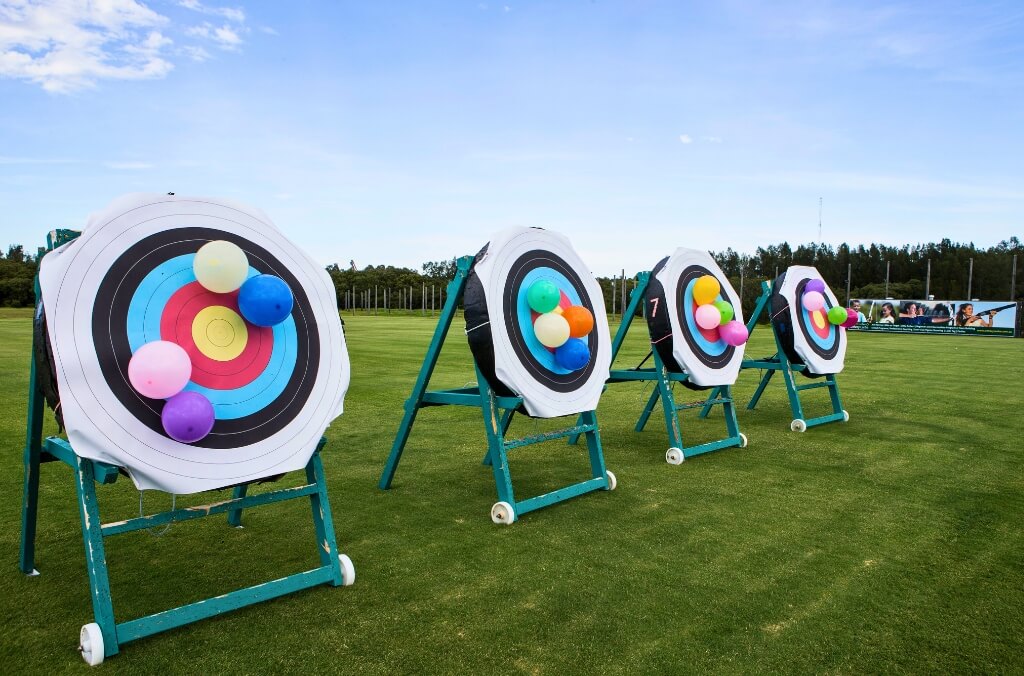 Archery Centre staff preparing gender reveal balloon